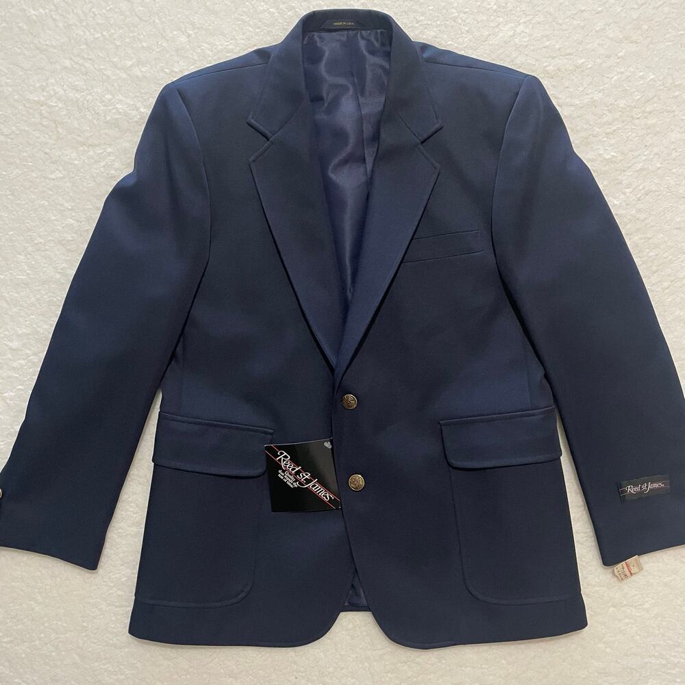 Vintage Reed St James Blazer 42S Navy Gold Button Sport Coat Made USA NWT